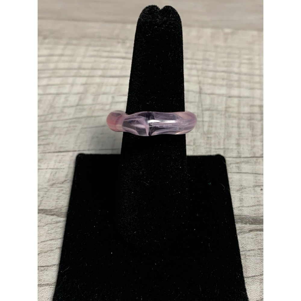 Colorful Acrylic Ring - Transparent Resin Geometric Pink Round Irregular Ring